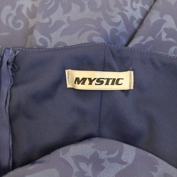 Blue One Shoulder Asymmetrical Brocade Dress M - Picture 2 of 7